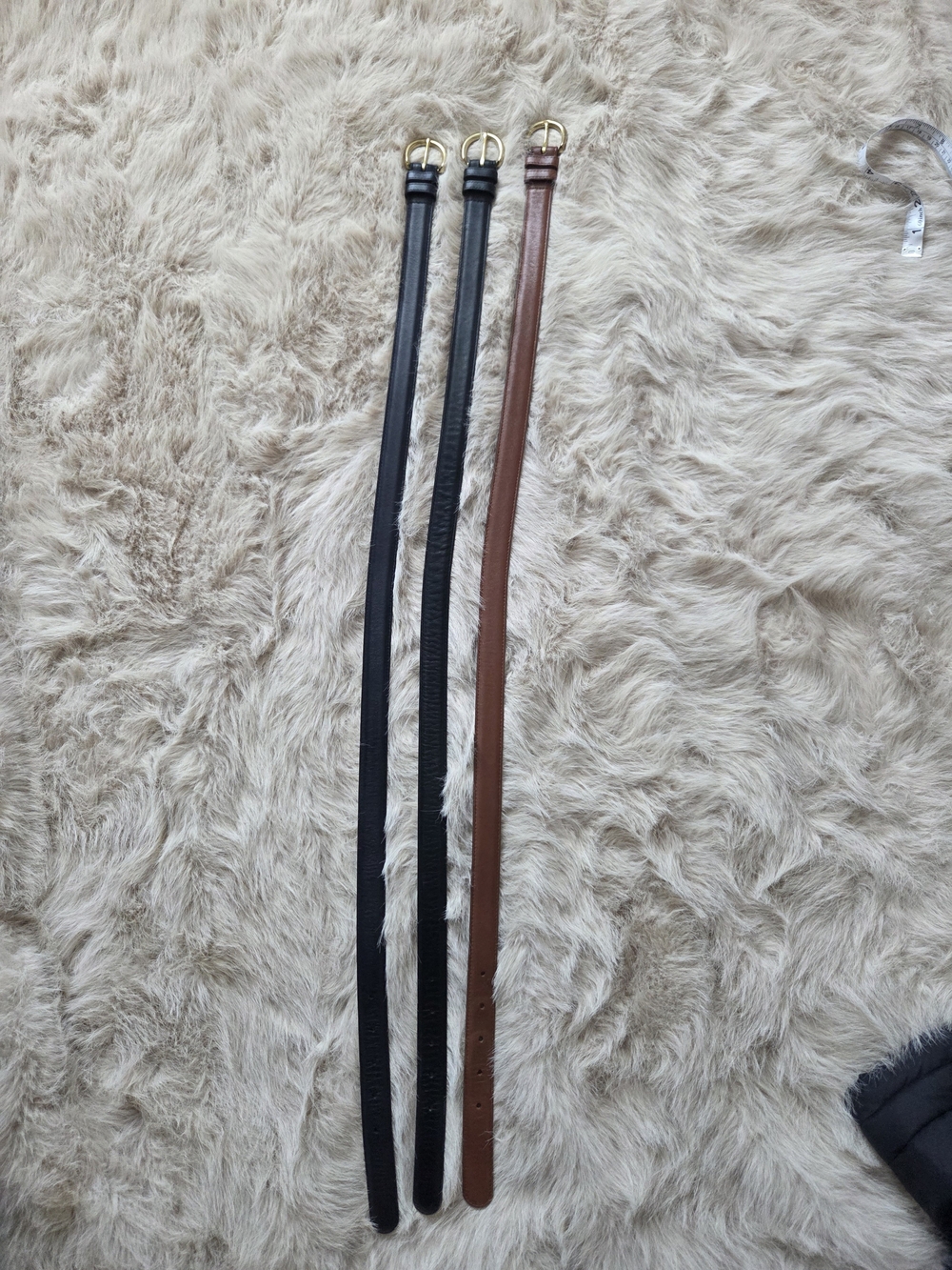 Coach Leather Belts in Black and Brown Navy Blue  with Gold Bundle Of 3
